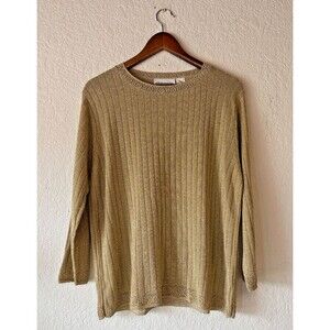 Alfred Dunner Gold Metallic Shimmer Knit Sweater Top Women’s Size Large